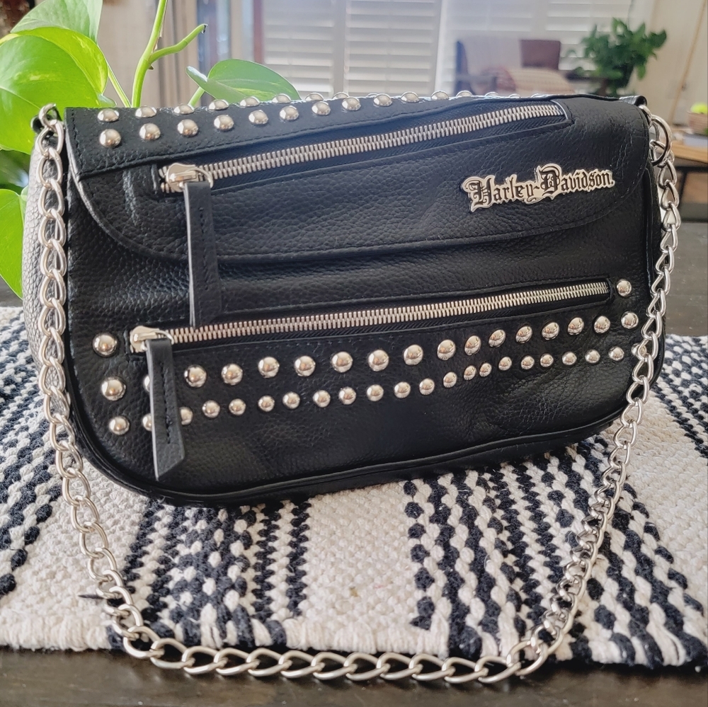 Harley-Davidson® Womens Rider Moto Black Leather Bag